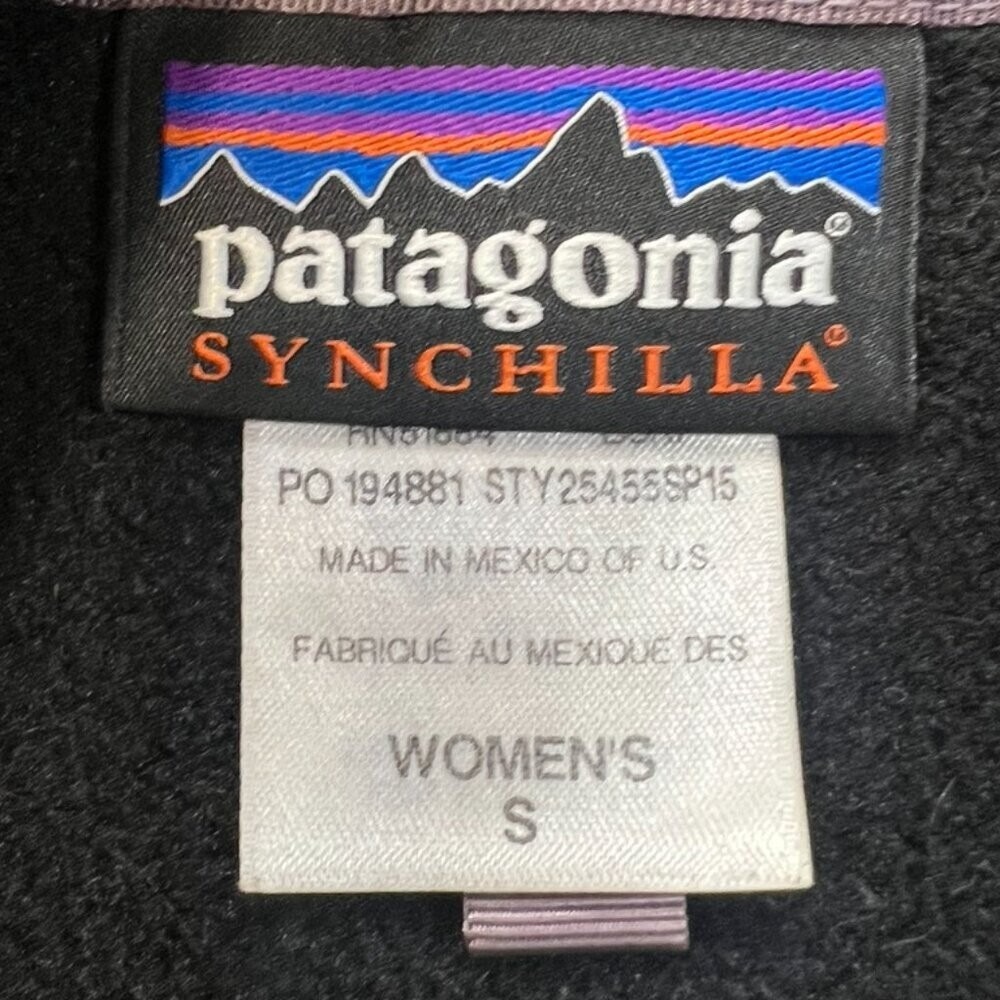 Patagonia Synchilla Snap-T Fleece Pullover Black Blue Trim Womens Small Retro - Picture 6 of 13